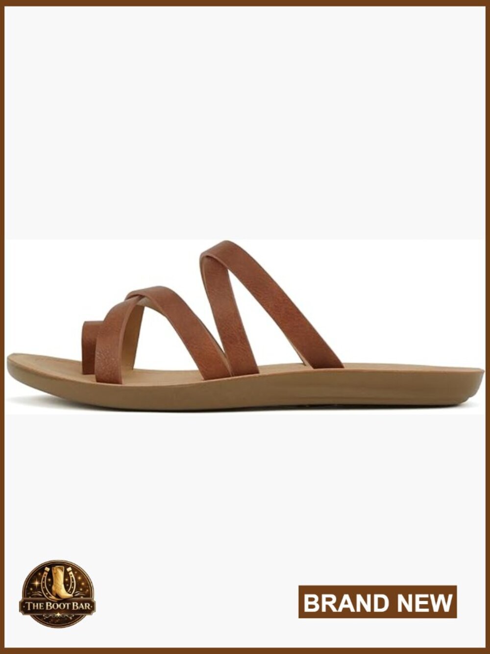 Fashion Comfortable Slip On Flat Cross Bands Toe Ring Sandals